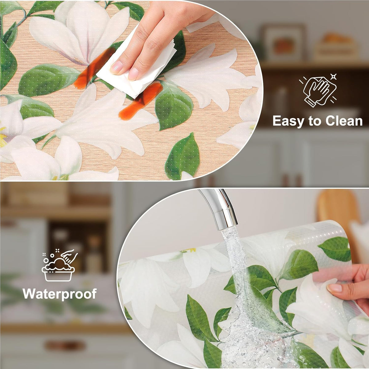 Shelf Liner – Premium Non-Adhesive Cabinet & Drawer Liner for Kitchen – Waterproof Shelf Paper with Modern Pattern – Durable EVA Cabinet Mat – Easy to Cut （11.8" W x 120" L）