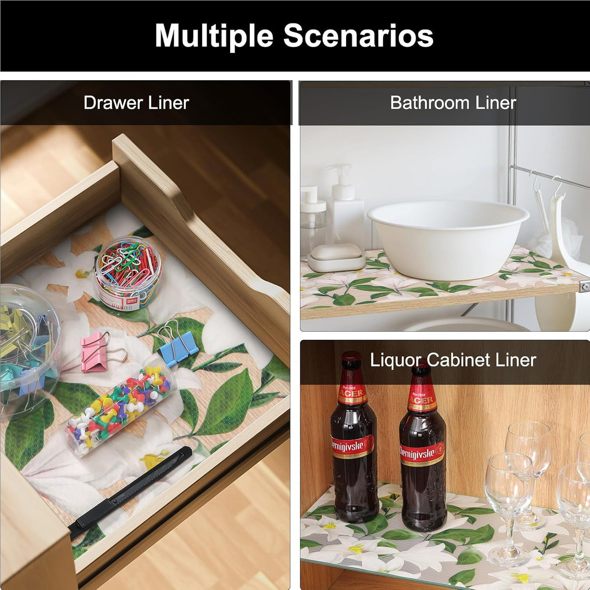 Shelf Liner – Premium Non-Adhesive Cabinet & Drawer Liner for Kitchen – Waterproof Shelf Paper with Modern Pattern – Durable EVA Cabinet Mat – Easy to Cut （11.8" W x 120" L）