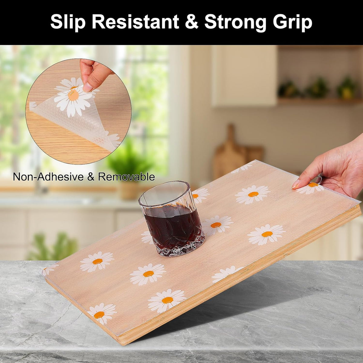 Shelf Liner – Premium Non-Adhesive Cabinet & Drawer Liner for Kitchen – Waterproof Shelf Paper with Modern Pattern – Durable EVA Cabinet Mat – Easy to Cut （11.8" W x 120" L）