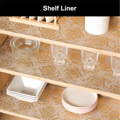 Shelf Liner – Premium Non-Adhesive Cabinet & Drawer Liner for Kitchen – Waterproof Shelf Paper with Modern Pattern – Durable EVA Cabinet Mat – Easy to Cut （11.8" W x 120" L）