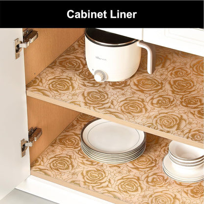 Shelf Liner – Premium Non-Adhesive Cabinet & Drawer Liner for Kitchen – Waterproof Shelf Paper with Modern Pattern – Durable EVA Cabinet Mat – Easy to Cut （11.8" W x 120" L）