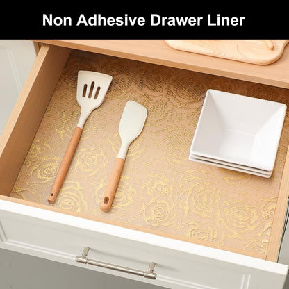 Shelf Liner – Premium Non-Adhesive Cabinet & Drawer Liner for Kitchen – Waterproof Shelf Paper with Modern Pattern – Durable EVA Cabinet Mat – Easy to Cut （11.8" W x 120" L）