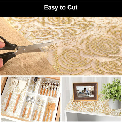 Shelf Liner – Premium Non-Adhesive Cabinet & Drawer Liner for Kitchen – Waterproof Shelf Paper with Modern Pattern – Durable EVA Cabinet Mat – Easy to Cut （11.8" W x 120" L）