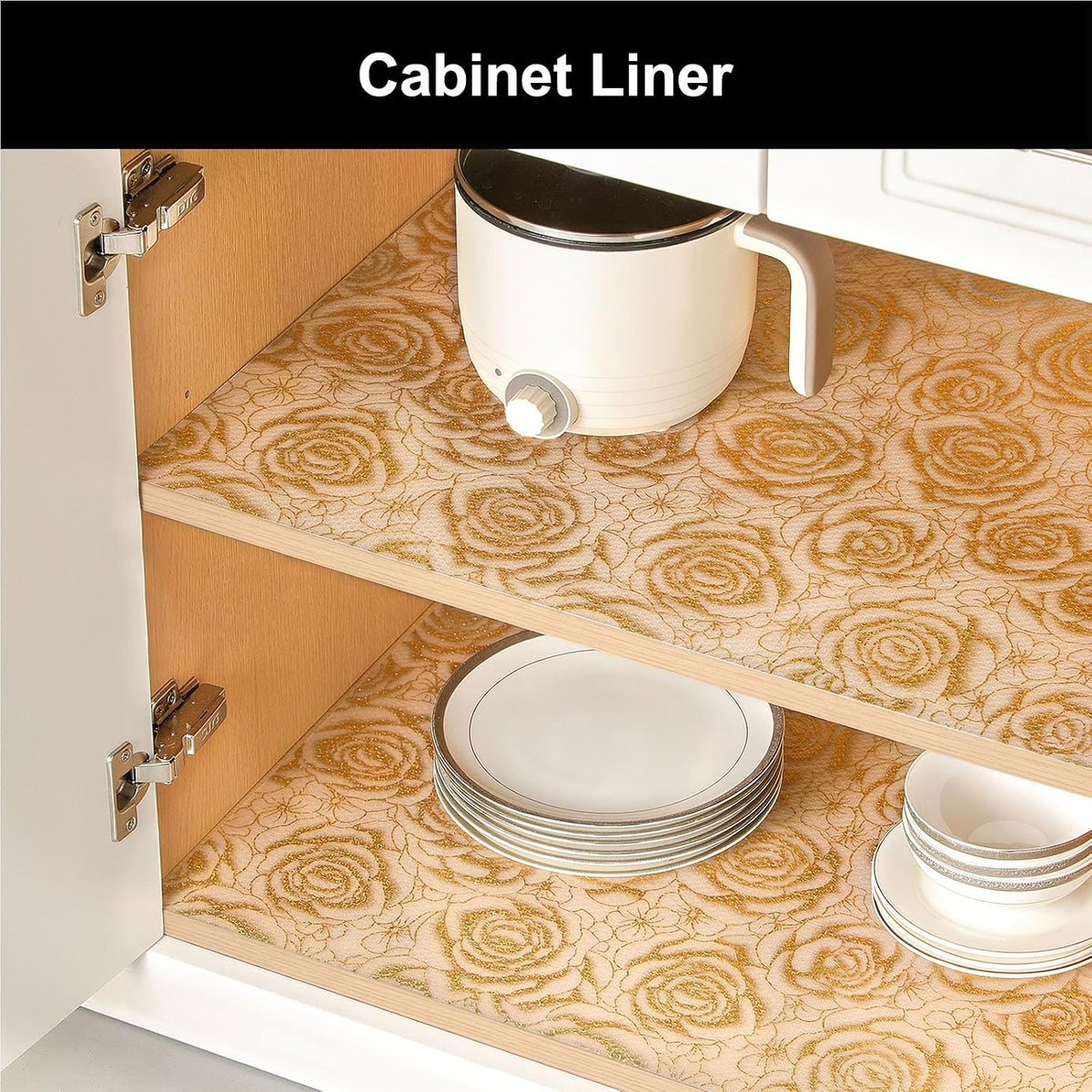 Shelf Liner – Premium Non-Adhesive Cabinet & Drawer Liner for Kitchen – Waterproof Shelf Paper with Modern Pattern – Durable EVA Cabinet Mat – Easy to Cut （11.8" W x 120" L）