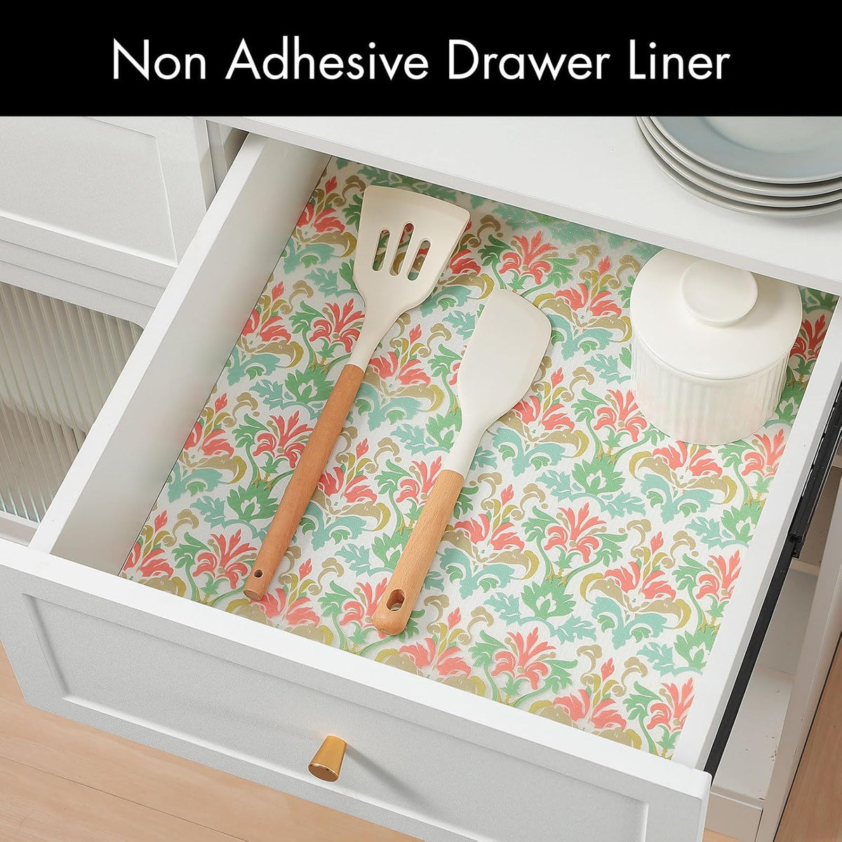 Shelf Liner – Premium Non-Adhesive Cabinet & Drawer Liner for Kitchen – Waterproof Shelf Paper with Modern Pattern – Durable EVA Cabinet Mat – Easy to Cut （11.8" W x 120" L）