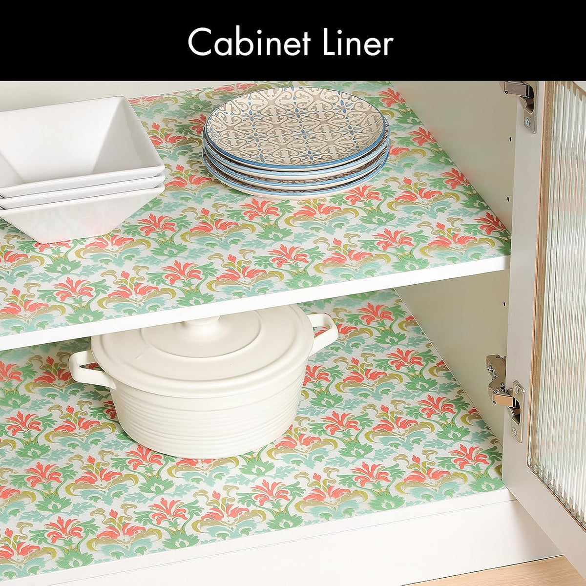 Shelf Liner – Premium Non-Adhesive Cabinet & Drawer Liner for Kitchen – Waterproof Shelf Paper with Modern Pattern – Durable EVA Cabinet Mat – Easy to Cut （11.8" W x 120" L）