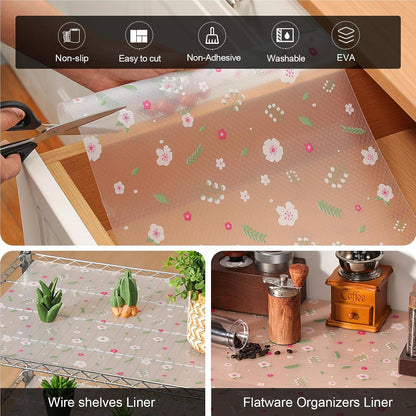 Shelf Liner – Premium Non-Adhesive Cabinet & Drawer Liner for Kitchen – Waterproof Shelf Paper with Modern Pattern – Durable EVA Cabinet Mat – Easy to Cut （11.8" W x 120" L）