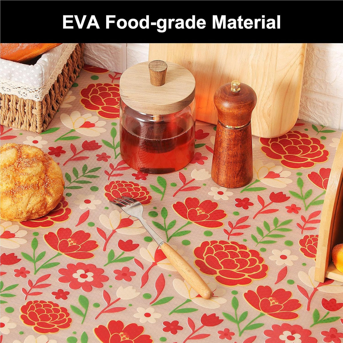 Shelf Liner – Premium Non-Adhesive Cabinet & Drawer Liner for Kitchen – Waterproof Shelf Paper with Modern Pattern – Durable EVA Cabinet Mat – Easy to Cut （11.8" W x 120" L）