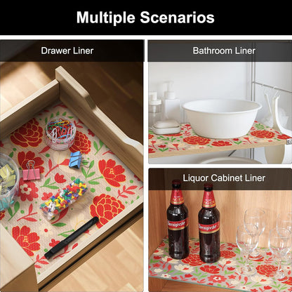 Shelf Liner – Premium Non-Adhesive Cabinet & Drawer Liner for Kitchen – Waterproof Shelf Paper with Modern Pattern – Durable EVA Cabinet Mat – Easy to Cut （11.8" W x 120" L）
