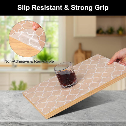 Shelf Liner – Premium Non-Adhesive Cabinet & Drawer Liner for Kitchen – Waterproof Shelf Paper with Modern Pattern – Durable EVA Cabinet Mat – Easy to Cut （11.8" W x 120" L）