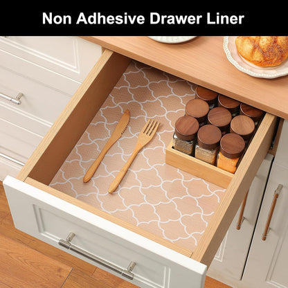 Shelf Liner – Premium Non-Adhesive Cabinet & Drawer Liner for Kitchen – Waterproof Shelf Paper with Modern Pattern – Durable EVA Cabinet Mat – Easy to Cut （11.8" W x 120" L）