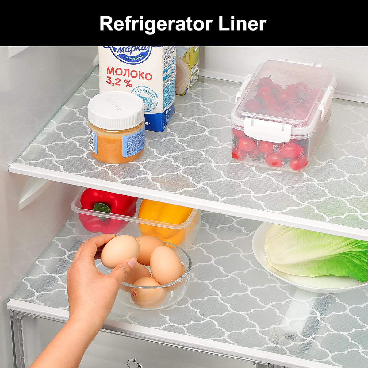 Shelf Liner – Premium Non-Adhesive Cabinet & Drawer Liner for Kitchen – Waterproof Shelf Paper with Modern Pattern – Durable EVA Cabinet Mat – Easy to Cut （11.8" W x 120" L）