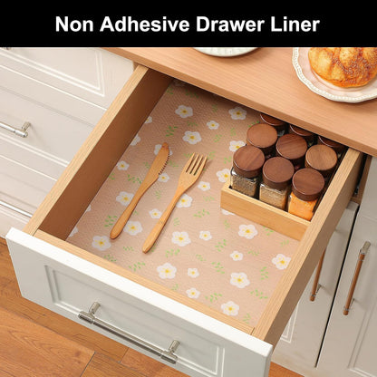 Shelf Liner – Premium Non-Adhesive Cabinet & Drawer Liner for Kitchen – Waterproof Shelf Paper with Modern Pattern – Durable EVA Cabinet Mat – Easy to Cut （11.8" W x 120" L）