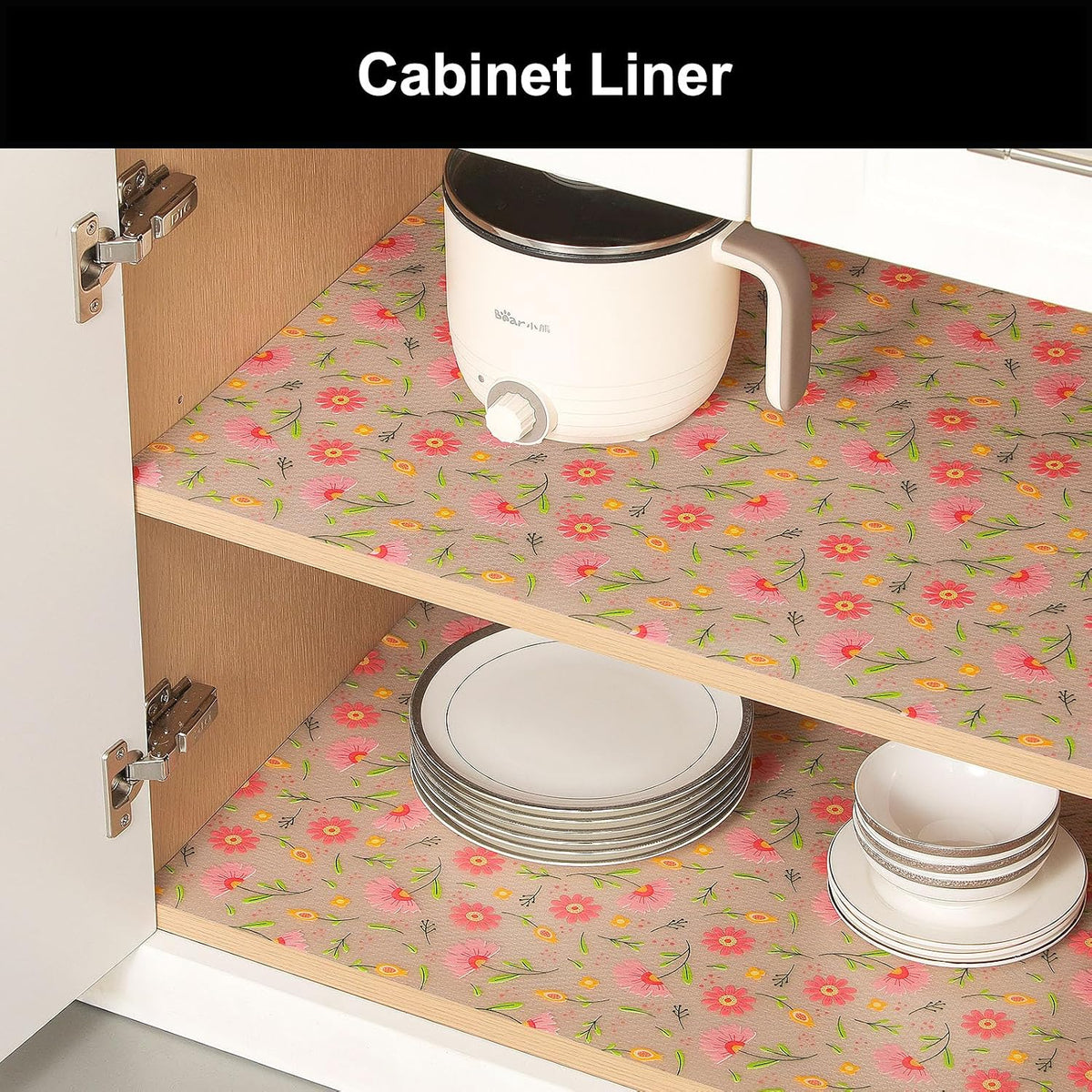 Shelf Liner – Premium Non-Adhesive Cabinet & Drawer Liner for Kitchen – Waterproof Shelf Paper with Modern Pattern – Durable EVA Cabinet Mat – Easy to Cut （11.8" W x 120" L）