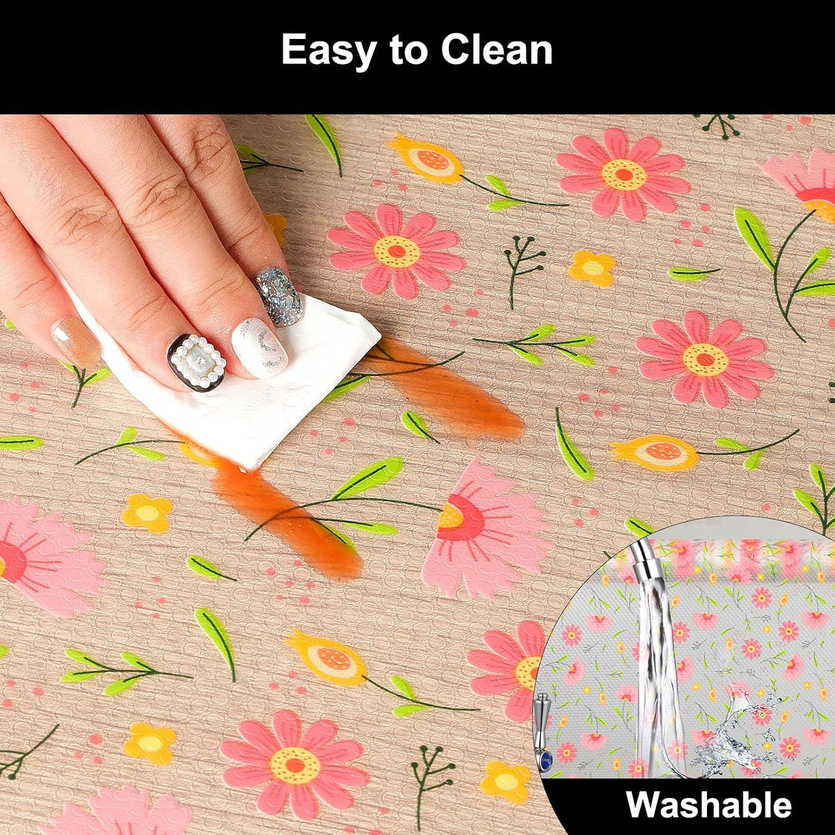 Shelf Liner – Premium Non-Adhesive Cabinet & Drawer Liner for Kitchen – Waterproof Shelf Paper with Modern Pattern – Durable EVA Cabinet Mat – Easy to Cut （11.8" W x 120" L）