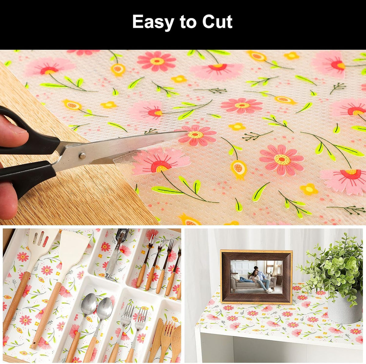 Shelf Liner – Premium Non-Adhesive Cabinet & Drawer Liner for Kitchen – Waterproof Shelf Paper with Modern Pattern – Durable EVA Cabinet Mat – Easy to Cut （11.8" W x 120" L）