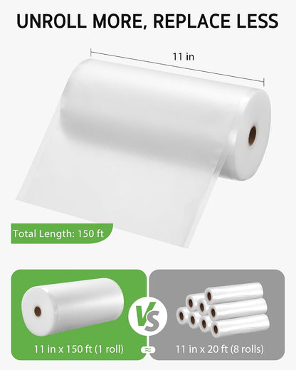 11" x 150' Vacuum Sealer Bags for Food Seal Rolls with Cutter