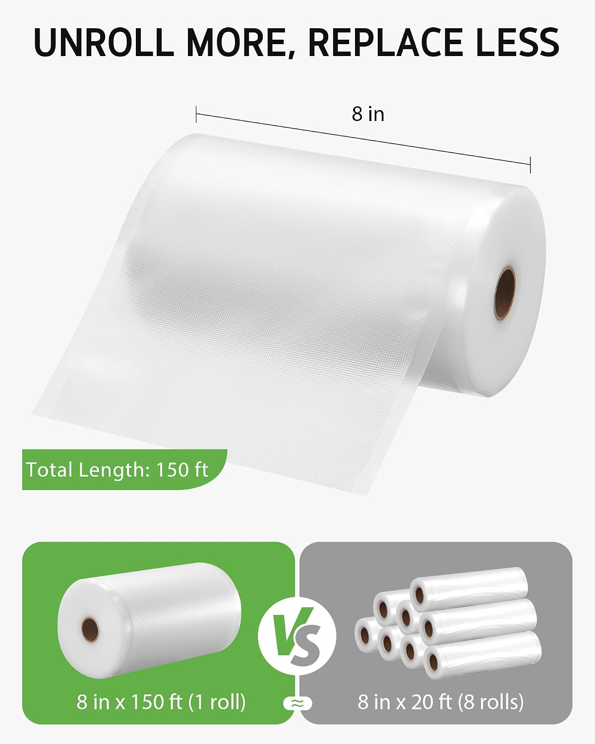 11" x 150' Vacuum Sealer Bags for Food Seal Rolls with Cutter