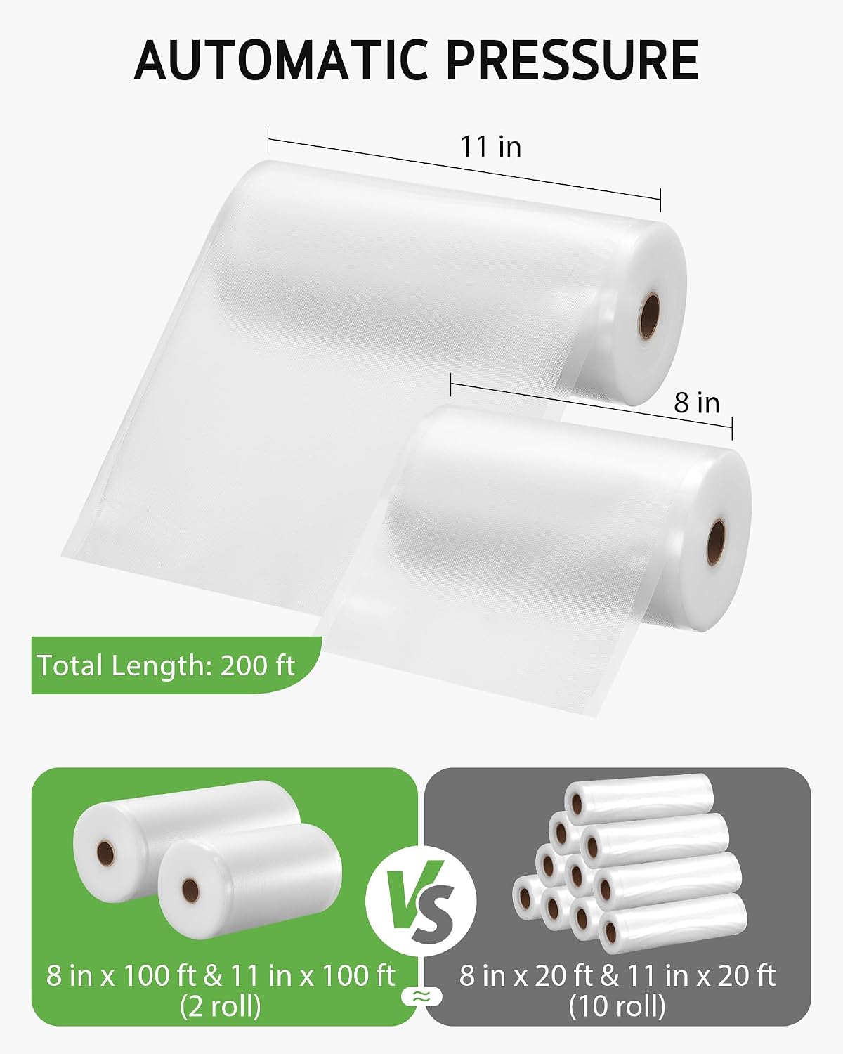 11" x 150' Vacuum Sealer Bags for Food Seal Rolls with Cutter
