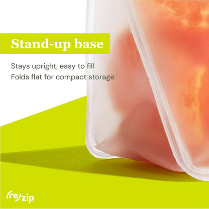 ( Reusable Stand-Up Food Storage Bags, Leakproof, 5-Piece, Multicolor