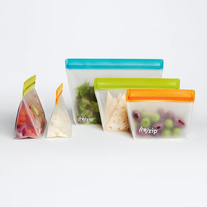 ( Reusable Stand-Up Food Storage Bags, Leakproof, 5-Piece, Multicolor