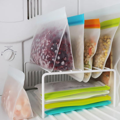 ( Reusable Stand-Up Food Storage Bags, Leakproof, 5-Piece, Multicolor