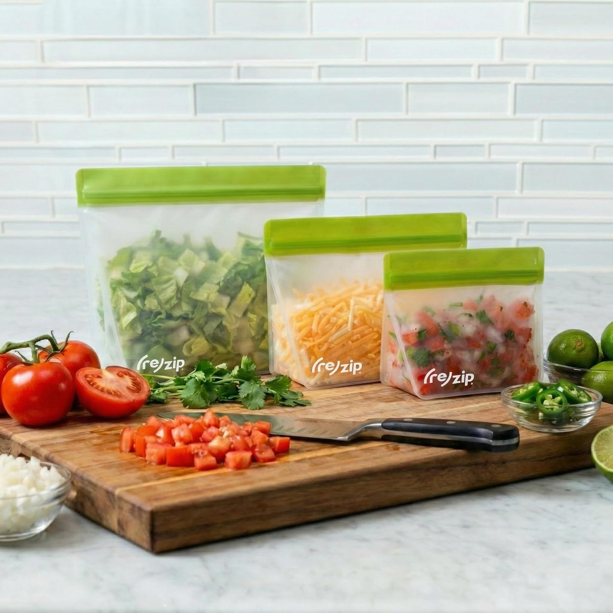 ( Reusable Stand-Up Food Storage Bags, Leakproof, 5-Piece, Multicolor