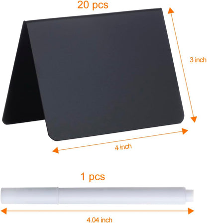 20 Pack 4"x3" Mini Chalkboard Signs for Food Buffet Party, Tabletop Small Chalkboard Signs Food Labels for Wedding Bakery Buffet, Easy to Write and Wipe Off