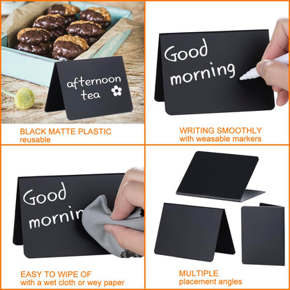 20 Pack 4"x3" Mini Chalkboard Signs for Food Buffet Party, Tabletop Small Chalkboard Signs Food Labels for Wedding Bakery Buffet, Easy to Write and Wipe Off