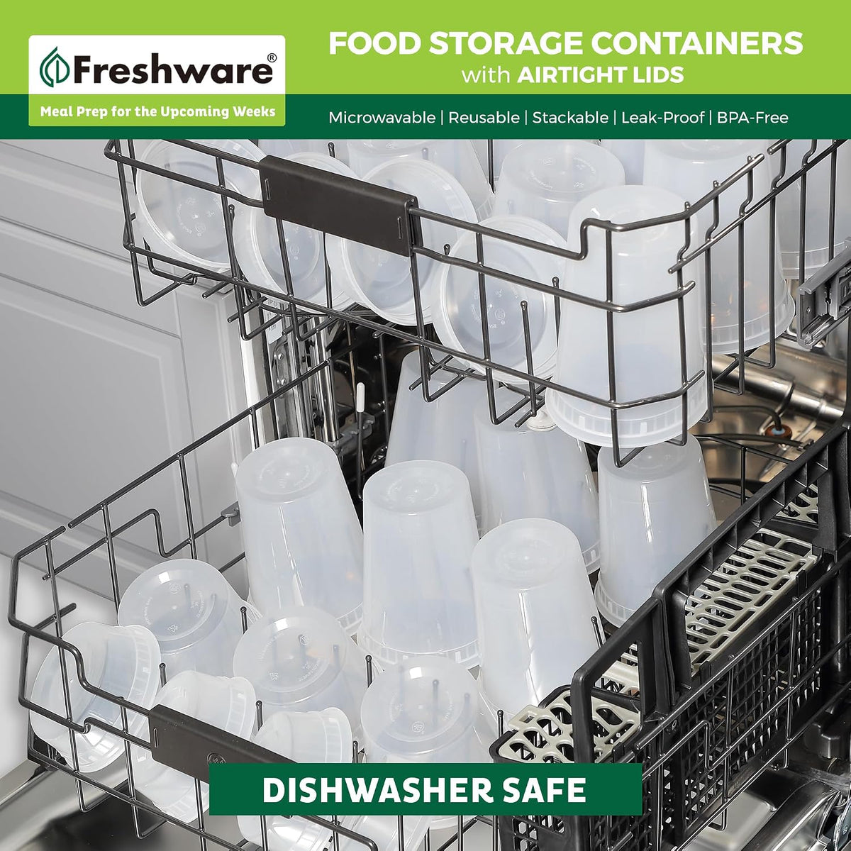 Food Storage Containers 16 oz Plastic Deli Containers with Lids, Slime, Soup, Meal Prep Containers | BPA Free | Stackable | Leakproof | Microwave/Dishwasher/Freezer Safe