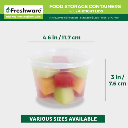 Food Storage Containers 16 oz Plastic Deli Containers with Lids, Slime, Soup, Meal Prep Containers | BPA Free | Stackable | Leakproof | Microwave/Dishwasher/Freezer Safe