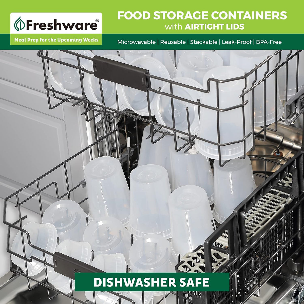Food Storage Containers 16 oz Plastic Deli Containers with Lids, Slime, Soup, Meal Prep Containers | BPA Free | Stackable | Leakproof | Microwave/Dishwasher/Freezer Safe