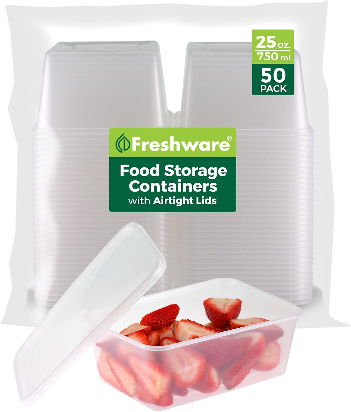 Food Storage Containers 16 oz Plastic Deli Containers with Lids, Slime, Soup, Meal Prep Containers | BPA Free | Stackable | Leakproof | Microwave/Dishwasher/Freezer Safe