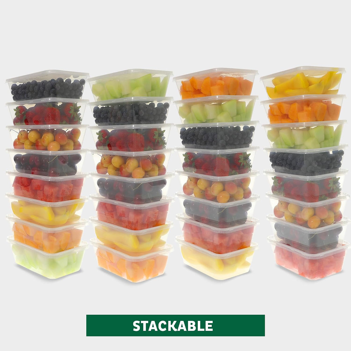 Food Storage Containers 16 oz Plastic Deli Containers with Lids, Slime, Soup, Meal Prep Containers | BPA Free | Stackable | Leakproof | Microwave/Dishwasher/Freezer Safe