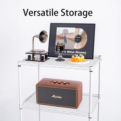 4 Tier Mini Fridge Shelf with Storage for Dorm, White | Mini Fridge Storage Shelf, Microwave Stand, Adjustable Height Organizer, For Dorm, For Kitchen