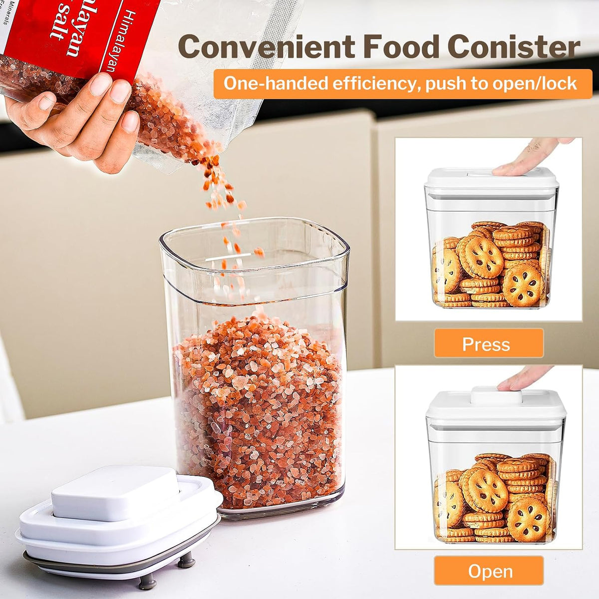 Pop Airtight Food Storage Containers, 8-Piece Canister Set with Lids