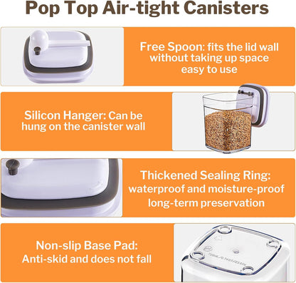 Pop Airtight Food Storage Containers, 8-Piece Canister Set with Lids