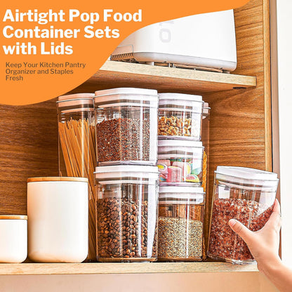 Pop Airtight Food Storage Containers, 8-Piece Canister Set with Lids
