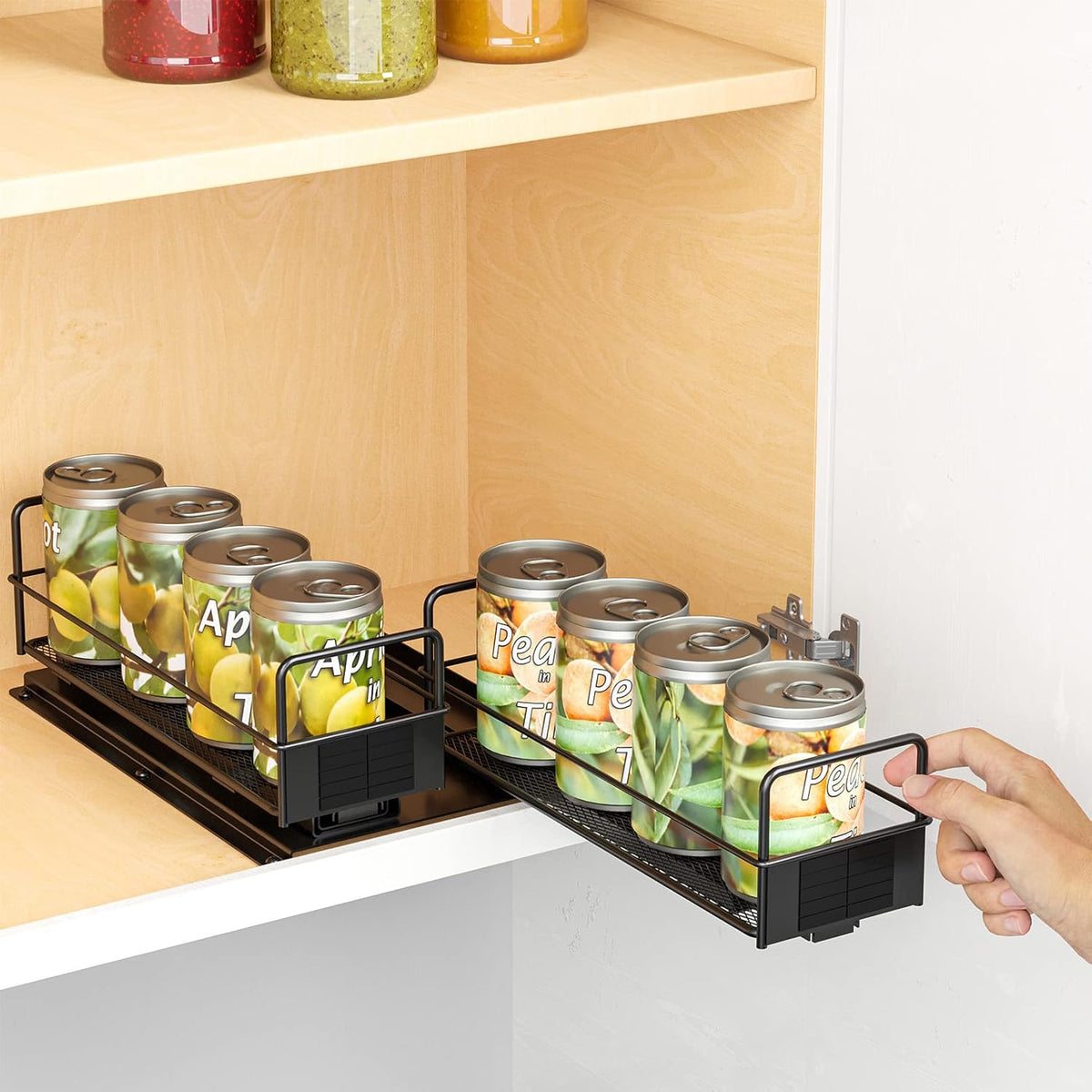 Pull Out Spice Rack Organizer for Cabinet, Heavy Duty Slide Out Seasoning Kitchen Organizer, Cabinet Organizer, with Labels, 5.2" W x10.75 D x10 H, 2 Drawers 2-Tier