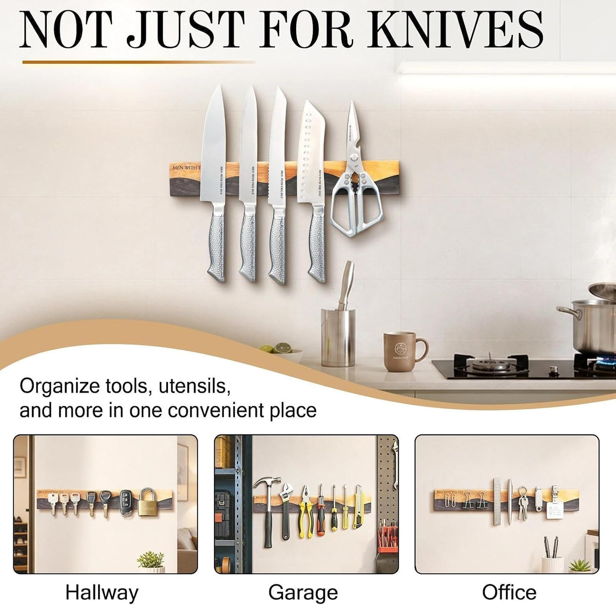 16" Magnetic Knife Holder for Wall, Magnetic Knife Strips