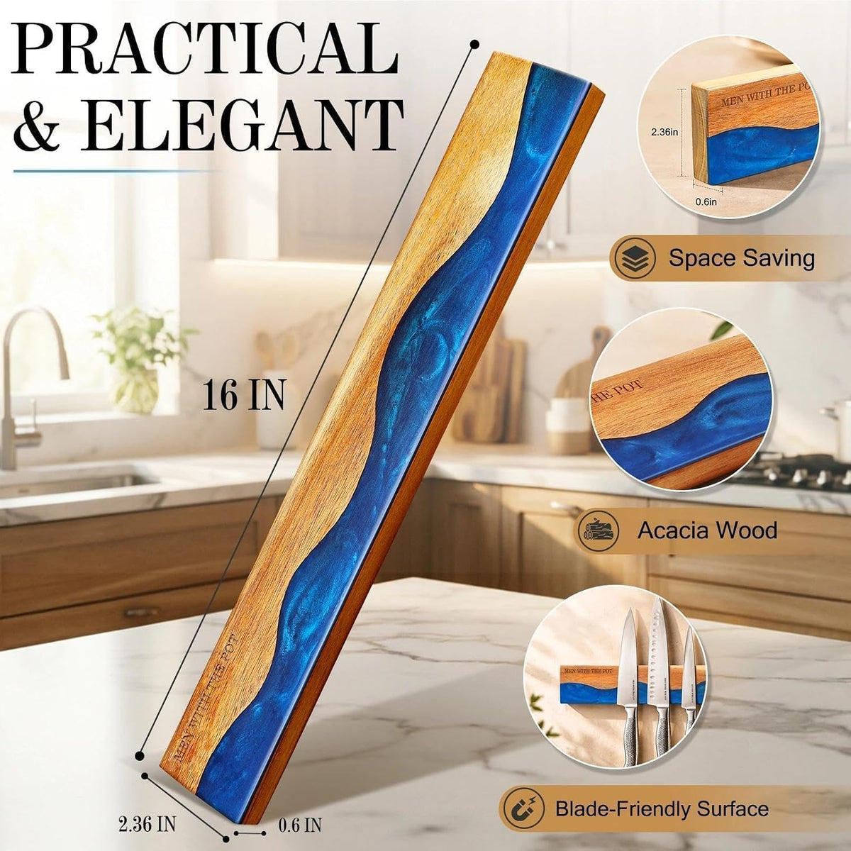 16" Magnetic Knife Holder for Wall, Magnetic Knife Strips