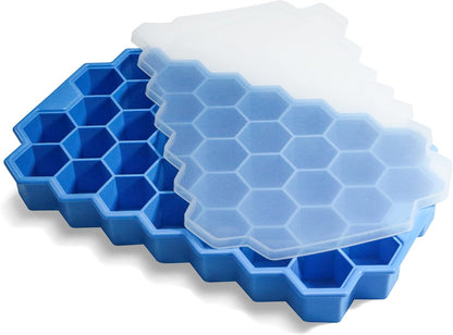 Ice Cube Trays for Freezer with Lid-3 Packs Silicone Ice Cube Tray with Lid Ice Maker,Easy-Release Reusable Ice Cube in Organizer Bins or Ice Bucket for Cocktail bar or Iced Coffee Cup