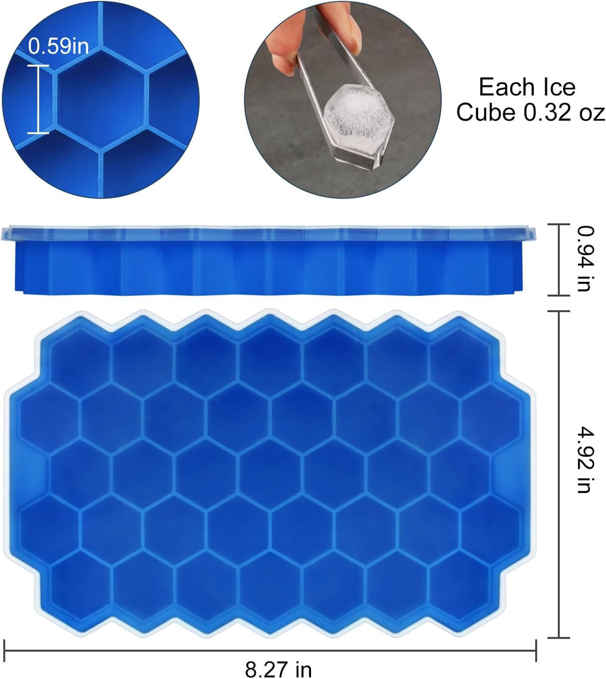 Ice Cube Trays for Freezer with Lid-3 Packs Silicone Ice Cube Tray with Lid Ice Maker,Easy-Release Reusable Ice Cube in Organizer Bins or Ice Bucket for Cocktail bar or Iced Coffee Cup