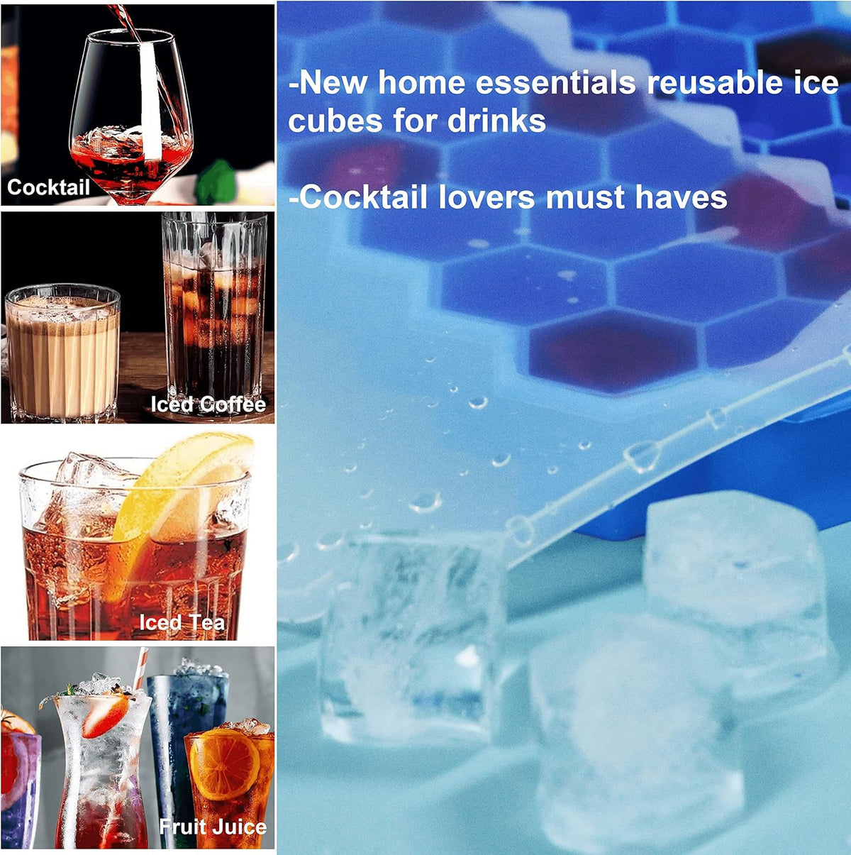 Ice Cube Trays for Freezer with Lid-3 Packs Silicone Ice Cube Tray with Lid Ice Maker,Easy-Release Reusable Ice Cube in Organizer Bins or Ice Bucket for Cocktail bar or Iced Coffee Cup