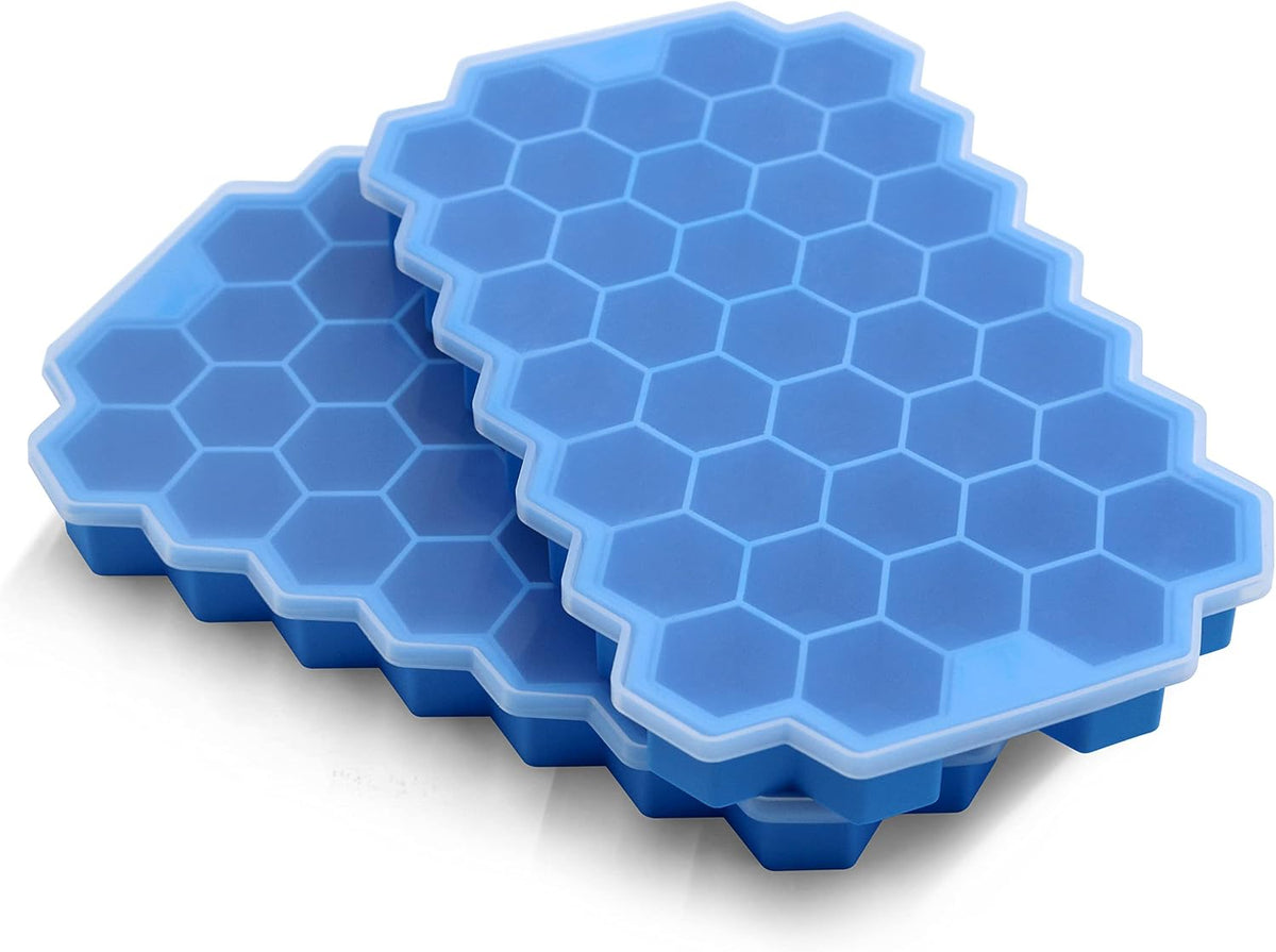 Ice Cube Trays for Freezer with Lid-3 Packs Silicone Ice Cube Tray with Lid Ice Maker,Easy-Release Reusable Ice Cube in Organizer Bins or Ice Bucket for Cocktail bar or Iced Coffee Cup