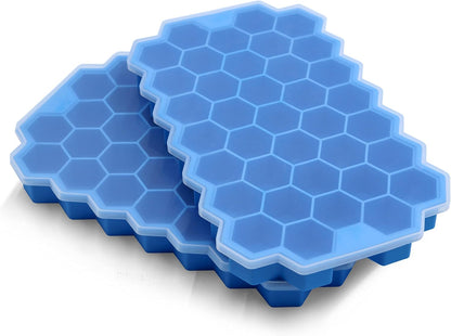 Ice Cube Trays for Freezer with Lid-3 Packs Silicone Ice Cube Tray with Lid Ice Maker,Easy-Release Reusable Ice Cube in Organizer Bins or Ice Bucket for Cocktail bar or Iced Coffee Cup