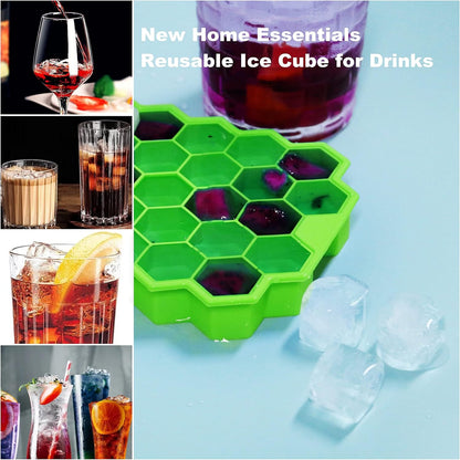 Ice Cube Trays for Freezer with Lid-3 Packs Silicone Ice Cube Tray with Lid Ice Maker,Easy-Release Reusable Ice Cube in Organizer Bins or Ice Bucket for Cocktail bar or Iced Coffee Cup