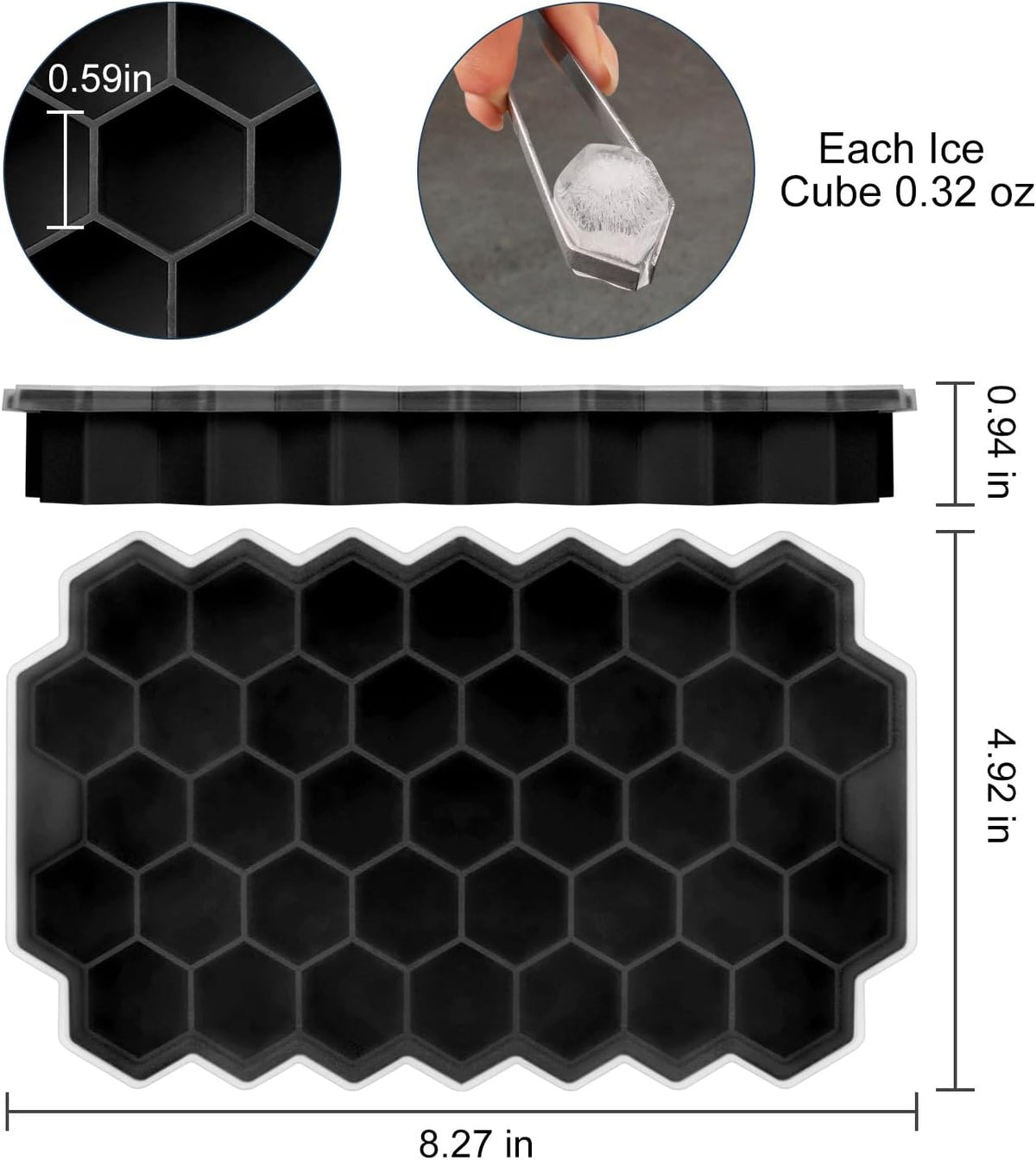 Ice Cube Trays for Freezer with Lid-3 Packs Silicone Ice Cube Tray with Lid Ice Maker,Easy-Release Reusable Ice Cube in Organizer Bins or Ice Bucket for Cocktail bar or Iced Coffee Cup
