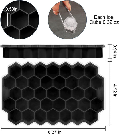 Ice Cube Trays for Freezer with Lid-3 Packs Silicone Ice Cube Tray with Lid Ice Maker,Easy-Release Reusable Ice Cube in Organizer Bins or Ice Bucket for Cocktail bar or Iced Coffee Cup