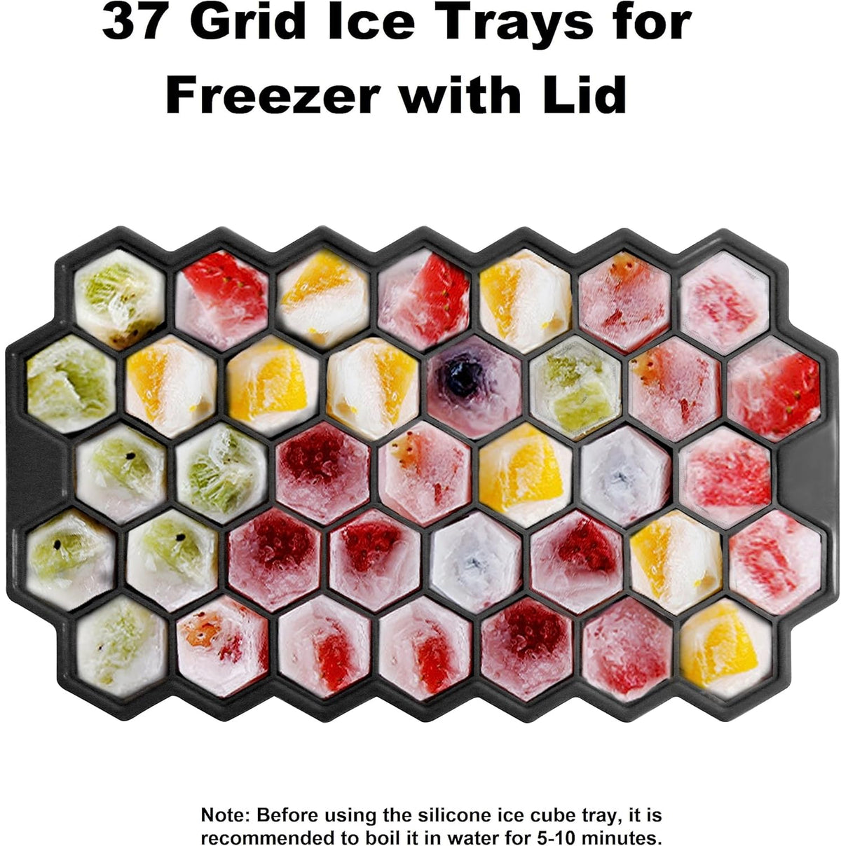 Ice Cube Trays for Freezer with Lid-3 Packs Silicone Ice Cube Tray with Lid Ice Maker,Easy-Release Reusable Ice Cube in Organizer Bins or Ice Bucket for Cocktail bar or Iced Coffee Cup